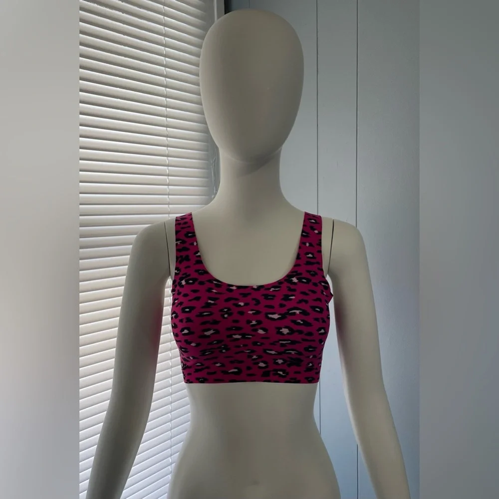 Rare No Boundaries Pink Cheetah Leopard Animal Print Sports Bra Size Medium - Picture 2 of 9